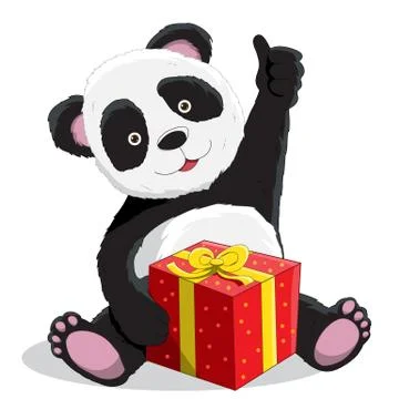 Panda and gift box Stock Illustration