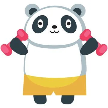 Panda animal training with dumbbells vector icon Stock Illustration