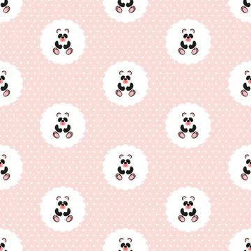 Panda baby. Pattern. Seamless vector illustration. Flat. Stock Illustration