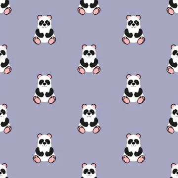Panda baby. Pattern. Seamless vector illustration. Flat. Stock Illustration