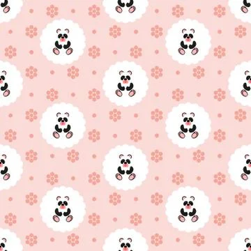 Panda baby. Pattern. Seamless vector illustration. Flat. Stock Illustration