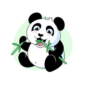 Panda with a bamboo branch Stock Illustration