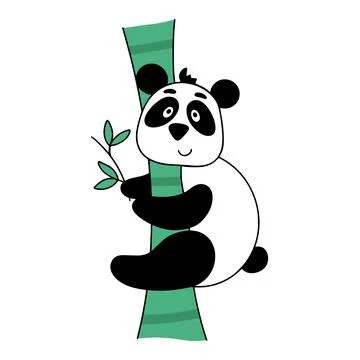 Panda on bamboo cartoon Ilustração Stock