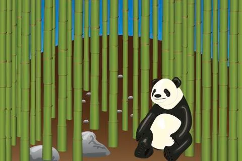 Panda in bamboo forest Stock Illustration