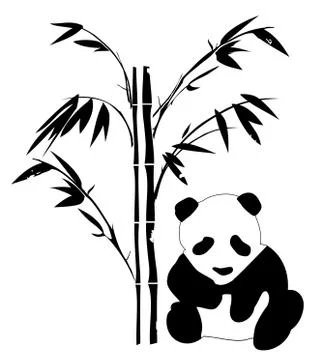 Panda With Bamboo Illustrazione stock