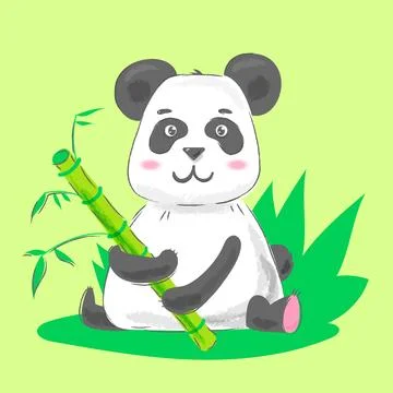 Panda with Bamboo Illustrazione stock