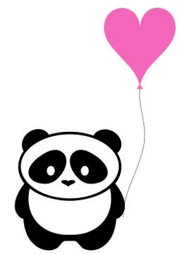 Panda Bear With Balloon Stock Illustration