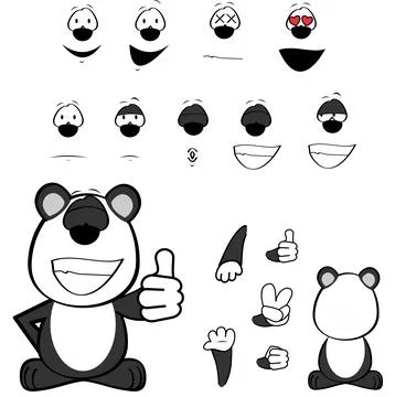 Panda bear cartoon expressions Stock Illustration
