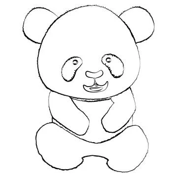 Panda bear cub outline isolated on white background. Clipart, design element. Stock Illustration