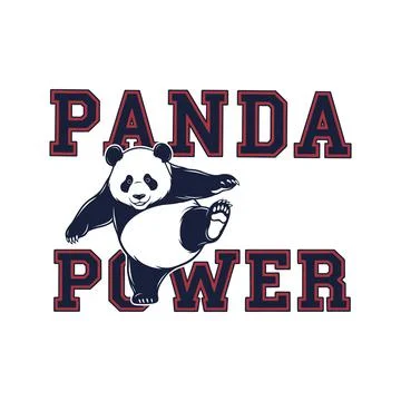 Panda bear logo with powerful energetic design and red outline tshirt design Stock Illustration