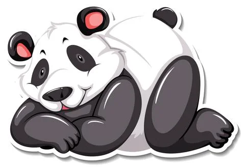 Panda bear lying cartoon character sticker Illustrazione stock