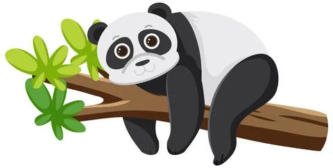 Panda bear lying on tree Stock Illustration