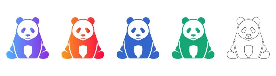 Panda Bear Mascot Icon Set Stock Illustration