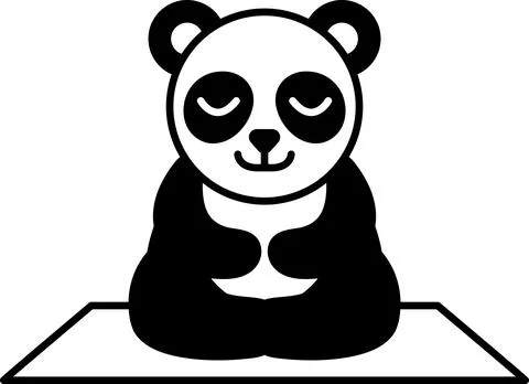 Panda bear is sitting on a mat with its eyes closed Stock Illustration