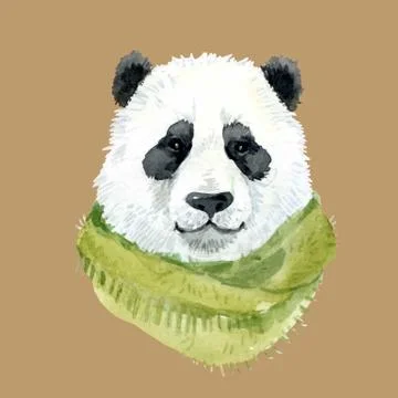 Panda bear wearing a scarf Stock Illustration