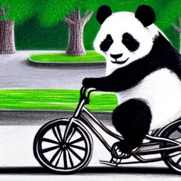 Panda with a bicycle Stock Illustration