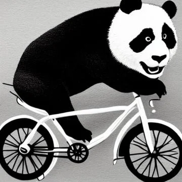 Panda with a bicycle Stock Illustration