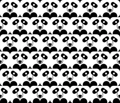 Panda black and white pattern seamless. Pandas background Stock Illustration