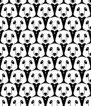 Panda black and white pattern seamless. Pandas background Stock Illustration