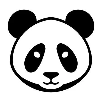 Panda black vector icon on white background Illustrazione stock