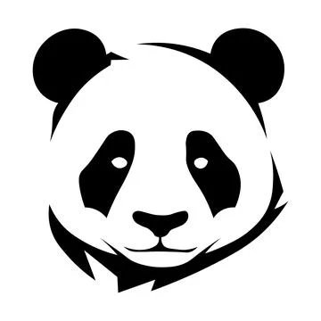 Panda black vector icon on white background Stock Illustration