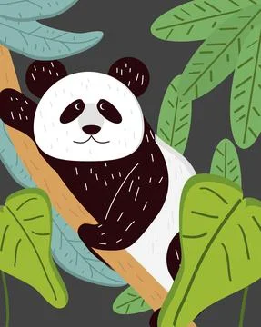 Panda branch tree Stock Illustration