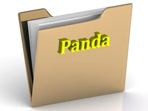 Panda- bright color letters on a gold folder on a white background Stock Illustration