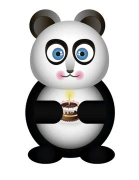Panda with cake Stock Illustration