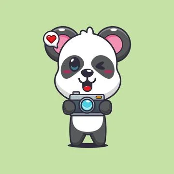 Panda cartoon vector illustration with camera Stock Illustration