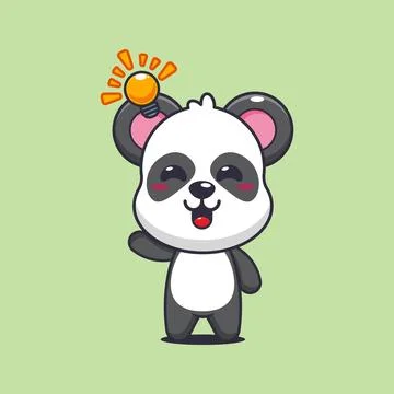Panda cartoon vector illustration get an idea Stock Illustration