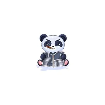 Panda with cigar reading newspaper Stock Illustration