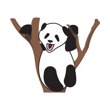 Panda climbing a tree, vector Stock Illustration