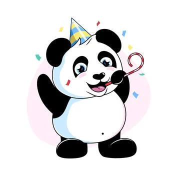 Panda with confetti Stock Illustration
