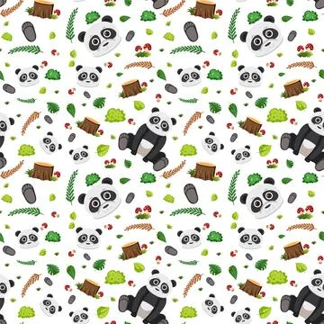 Panda cute animal seamless pattern イラスト素材