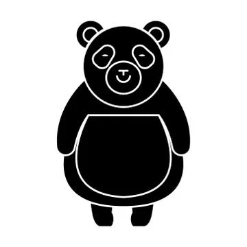 Panda cute icon, vector illustration, black sign on isolated background Stock Illustration