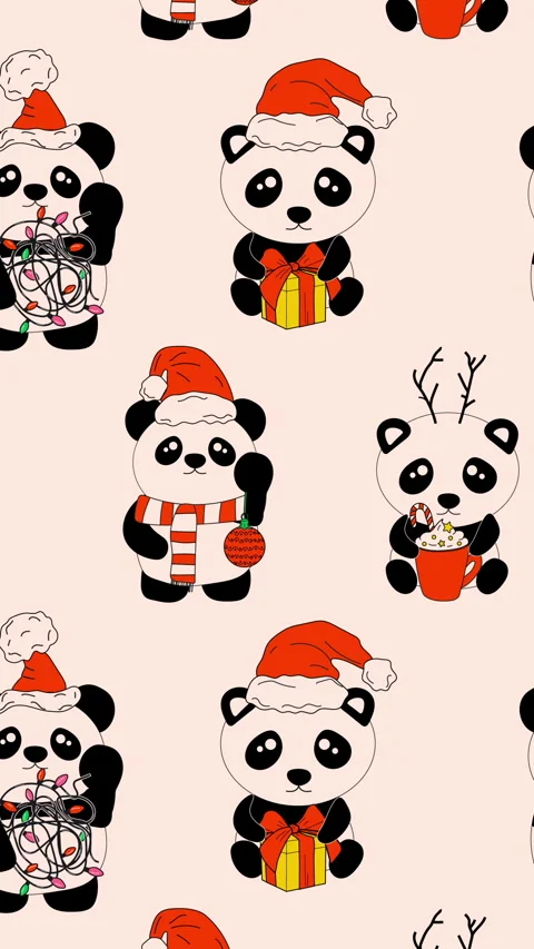 Panda with decoration christmas animation Loop Background Video stock 263972406