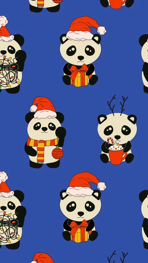 Panda with decoration christmas animation Loop Background Video stock 263972416