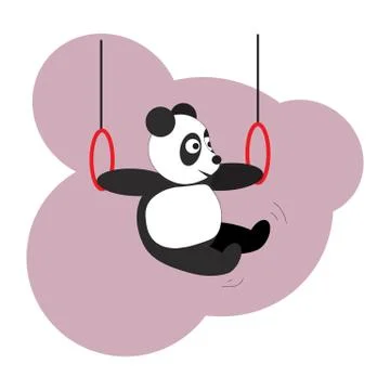 Panda does gymnastics on the rings. Stockillustratie