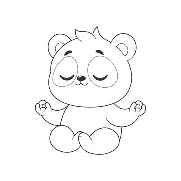 Panda is doing meditation movement for coloring Stock Illustration
