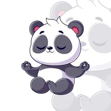 Panda is doing meditation movement Stock Illustration