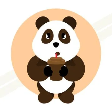 Panda-drink-coffee Stock Illustration