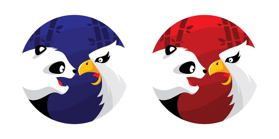 Panda Eagle Logo Illustration Vector in Flat Style Stock Illustration