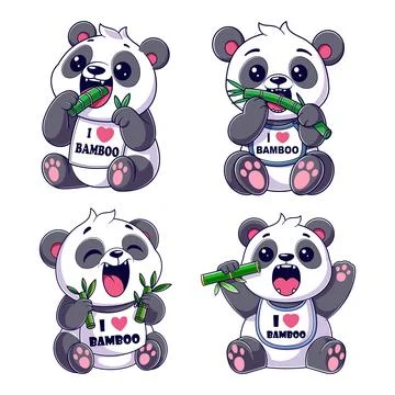 Panda eating bamboo, package design Stock-Illustration