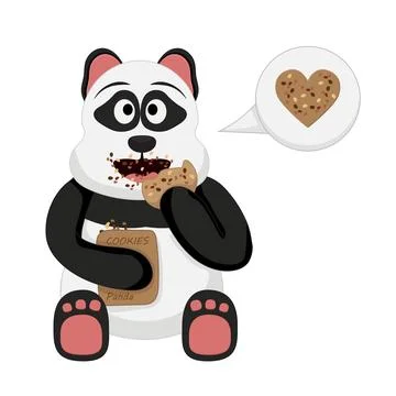Panda Eating cookies Stock Illustration