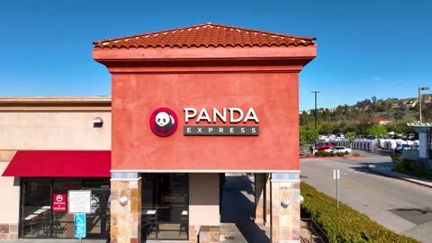 Panda Express building store front exterior Straight Push In Stock Footage 269413785