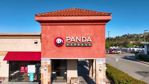Panda Express Building store front exterior Straight Wide Pull Back Video stock 269415020