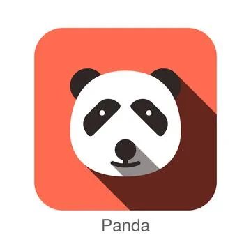 Panda face flat icon design. Animal icons series. Stock Illustration