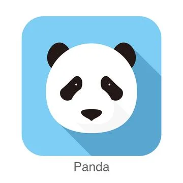 Panda face flat icon design. Animal icons series., vector illustration Stock Illustration