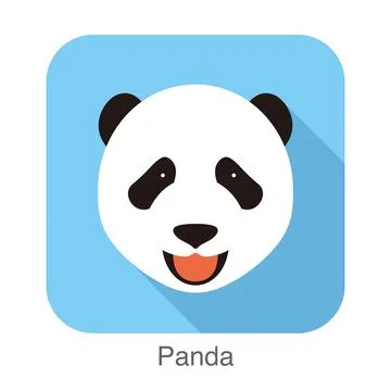 Panda face flat icon design. Animal icons series, vector illustration Stock Illustration