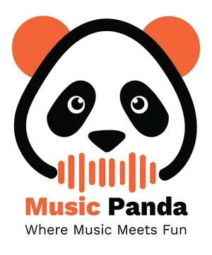 Of a panda face with orange ears and a sound wave mouth, featuring the text. Stock Illustration